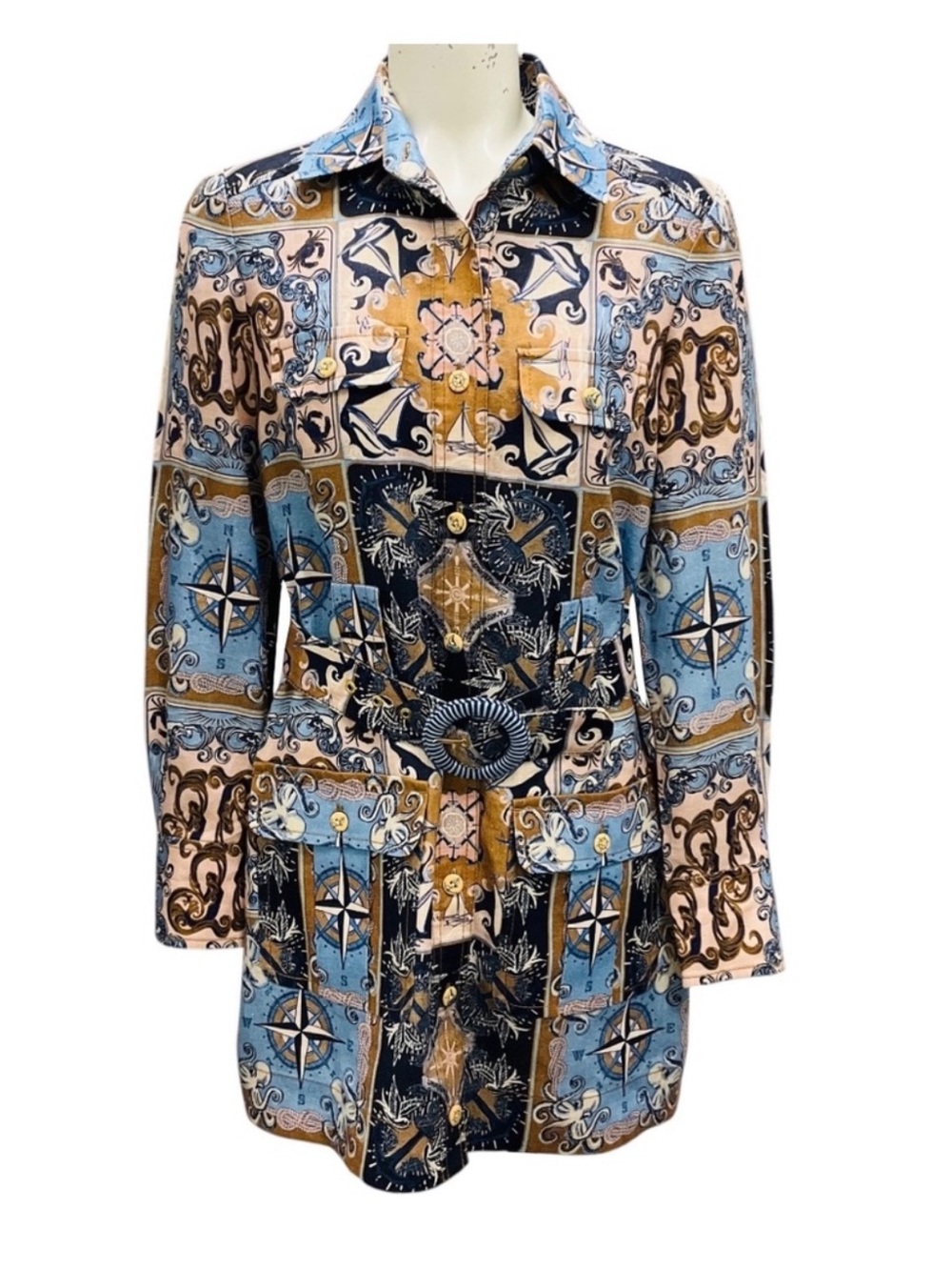 Zimmermann Blue and Cream Nautical Patchwork Dress